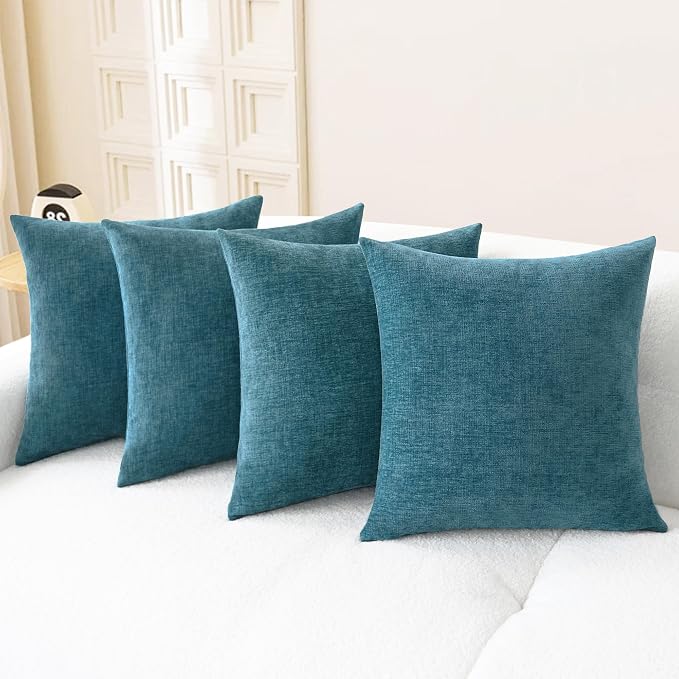 CaliTime Throw Pillow Covers Decorative 18 X 18 Inches Pack of 4 Cozy Chenille by CaliTime