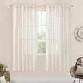 LAMIT 68 inch Semi Sheer Linen Curtains 2 Panels Set, Cream Ivory Light by LAMIT