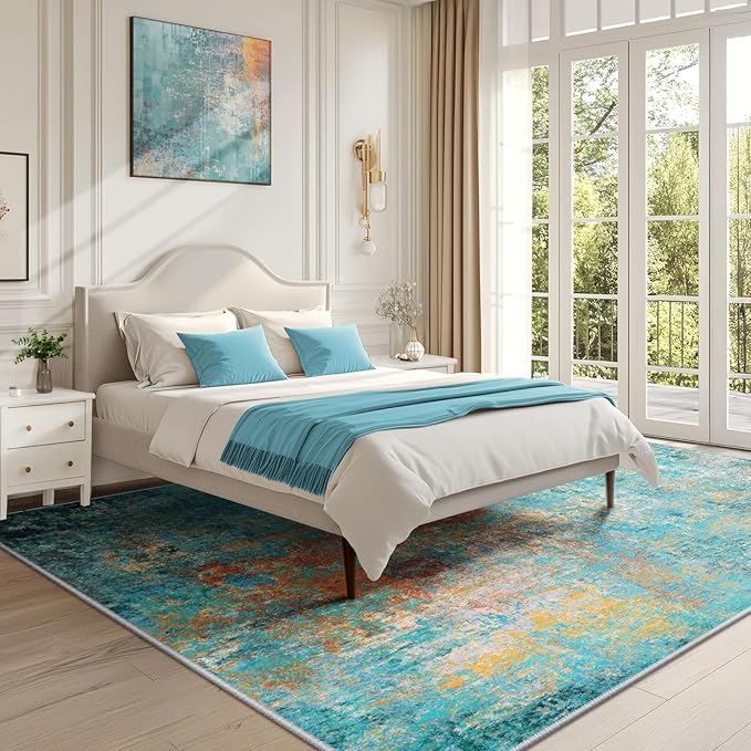 Washable Area Rugs 7'x9' Non-Slip Modern Abstract Soft - Image 3
