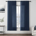 Denim Blue Linen Curtains 72 Inch Length by Nanspring