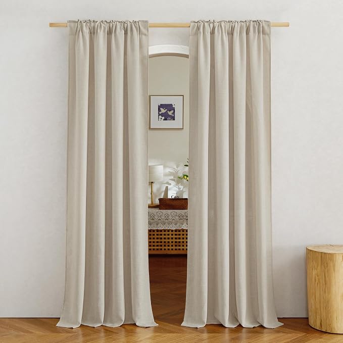 NICETOWN Linen Taupe Curtains 84 inches Long, Rod Pocket & Back Tab Flax Linen - Image 3