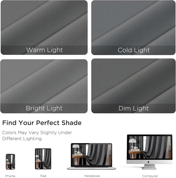 CUCRAF Light Grey Blackout Curtains 72 inch Length 2 Panels Set, Rod Pocket - Image 4
