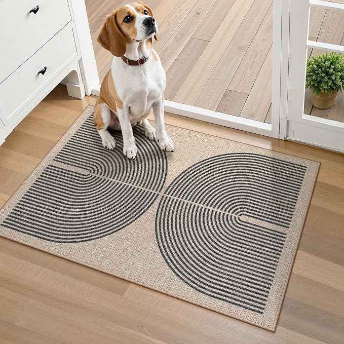Lahome Enfys Rainbow Easy Jute Rug, Farmhouse Nature Washable Non Shedding Low by Lahome