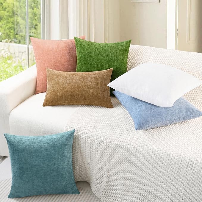 CaliTime Throw Pillow Covers Decorative 16 X 26 Inches Pack of 2 Cozy Chenille - Image 4