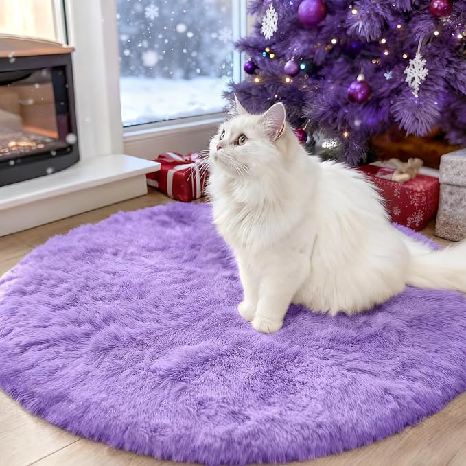 OLANLY Purple Round Rugs for Bedroom by OLANLY