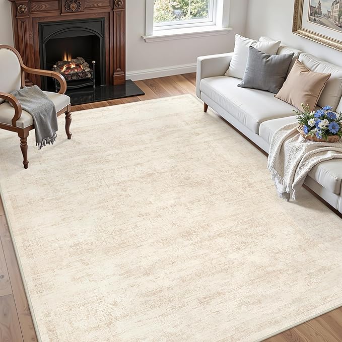 6x9 Area Rugs for Living Room: Vintage Boho Neutral Washable Rug Indoor Soft - Image 3