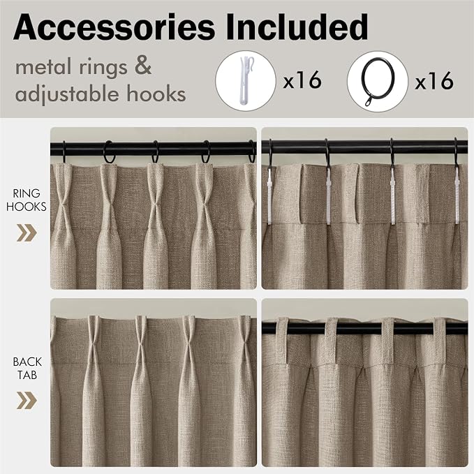 MIULEE Pinch Pleated Thick Linen Curtains 84 Inches Long 2 Panels - Image 8