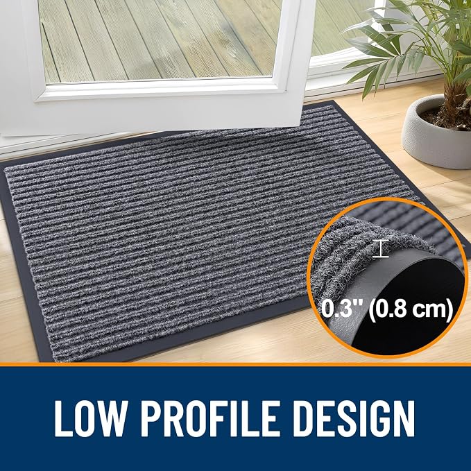 OLANLY Front Door Mat 59x40, Waterproof Heavy-Duty Indoor Outdoor Doormat | Grey - Image 4