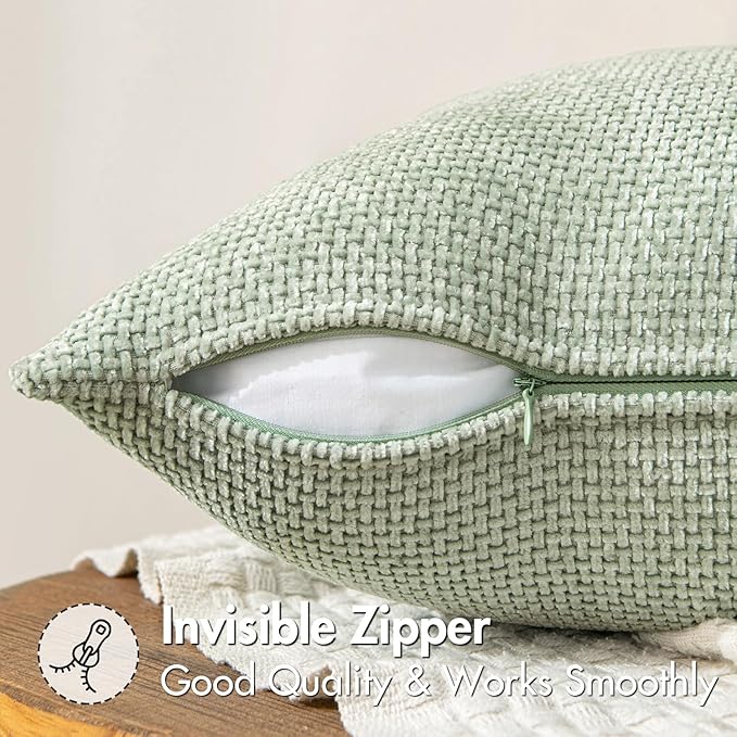MIULEE Pack of 2 Couch Throw Pillow Covers 20x20 Inch Light Green Modern Boho - Image 5