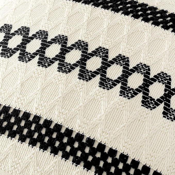 MIULEE Set of 2 Black Boho Decorative Lumbar Pillow Covers 12x20 Inch Farmhouse - Image 4