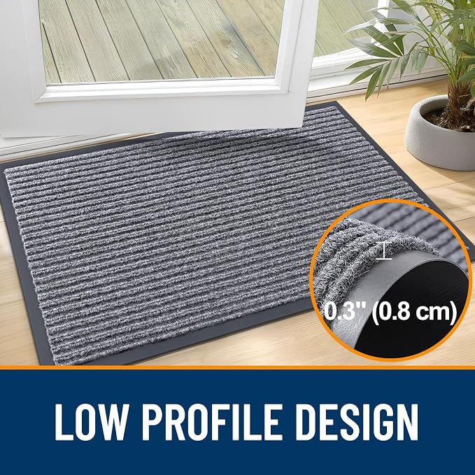 OLANLY 2-Pack Front Door Mats 59x34, Waterproof Heavy-Duty Doormats | Light Gray - Image 4