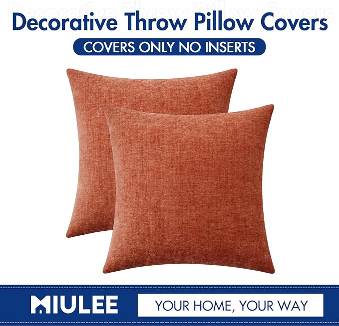 MIULEE Pack of 2 Couch Throw Pillow Covers 18x18 Inch Soft Burnt Orange - Image 6