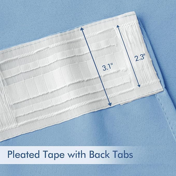 MIULEE Sky Blue Back Tab Blackout Curtains 108 Inch Long 2 Panels Set - Image 4