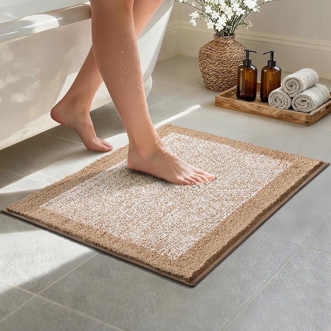 Bathroom Rugs 24x17 Non Slip Washable, Soft Absorbent Quick Dry Mats by Unknown