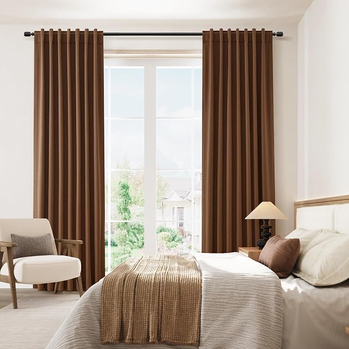 Guken 100% Blackout Linen Curtains 90 Inch Length 2 Panels Set - Image 8