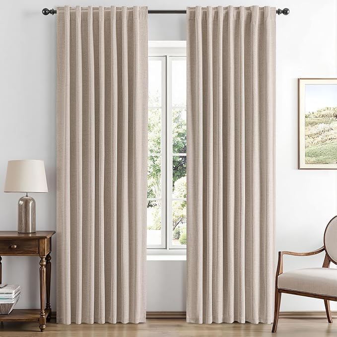 MIULEE 100% Blackout Linen Curtains by MIULEE