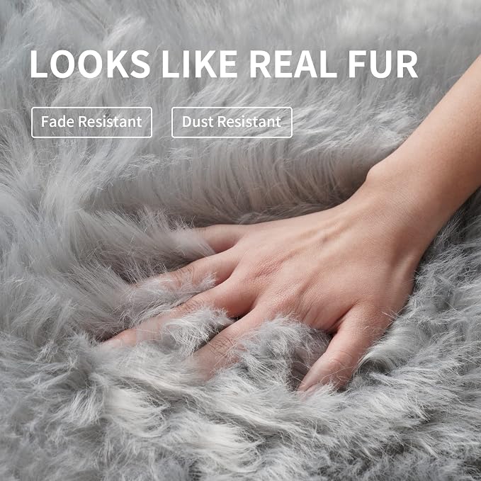 Faux Fur Rug Sofa Chairs Cover, 2X3 Shaggy Furry Rugs - Image 4