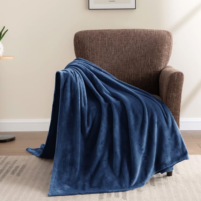 BEDELITE Fleece Blanket Twin Size Navy Blue Throw Blankets - Image 8