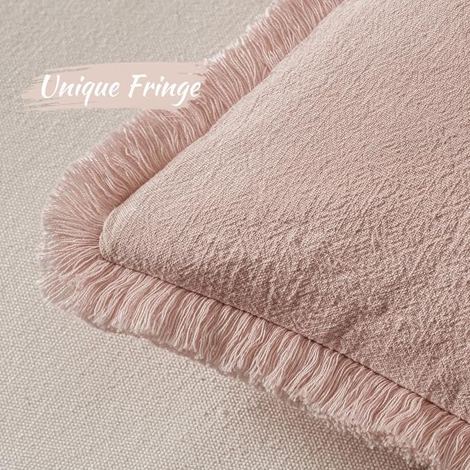 MIULEE Valentines Decorative Throw Pillow Covers Neutral Linen Fringe Throw - Image 3