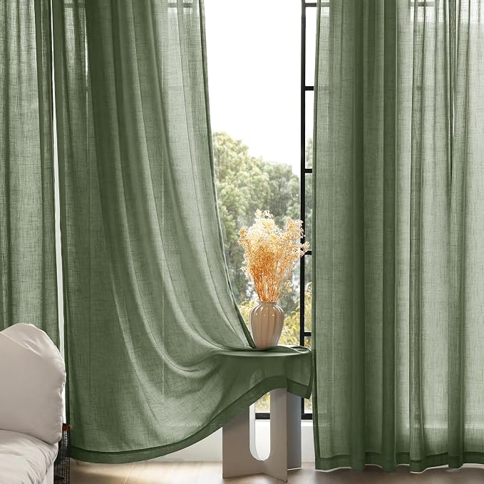 Olive Green Curtains 84 inch Length 2 Panels - Image 5
