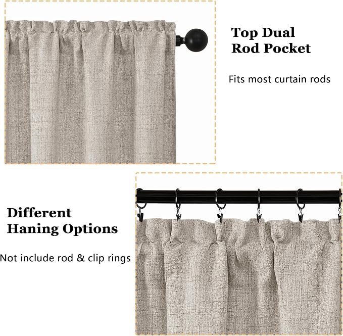 OWENIE Linen Valances for Windows 1 Pcs 20 Inch Length, Light Filtering - Image 4