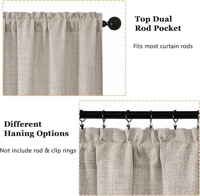 OWENIE Linen Valances for Windows 1 Pcs 22 Inch Length, Light Filtering - Image 4