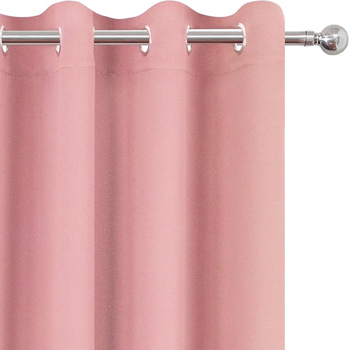 LEMOMO Blackout Curtains 52 x 63 inch/Pink Curtains Set of 2 Panels/Thermal - Image 5