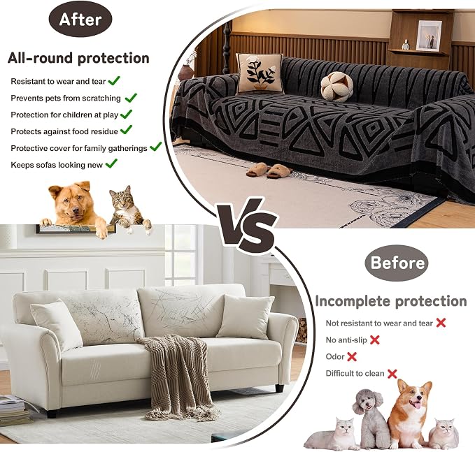 HANDONTIME Dark Grey Sofa Cushion Covers Boho Couch Sofa Covers Short Plush - Image 6