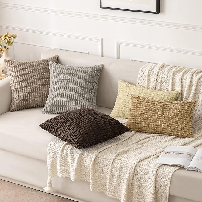 MIULEE Pack of 2 Corduroy Decorative Euro Sham Throw Pillow Covers 26x26 Inch - Image 4