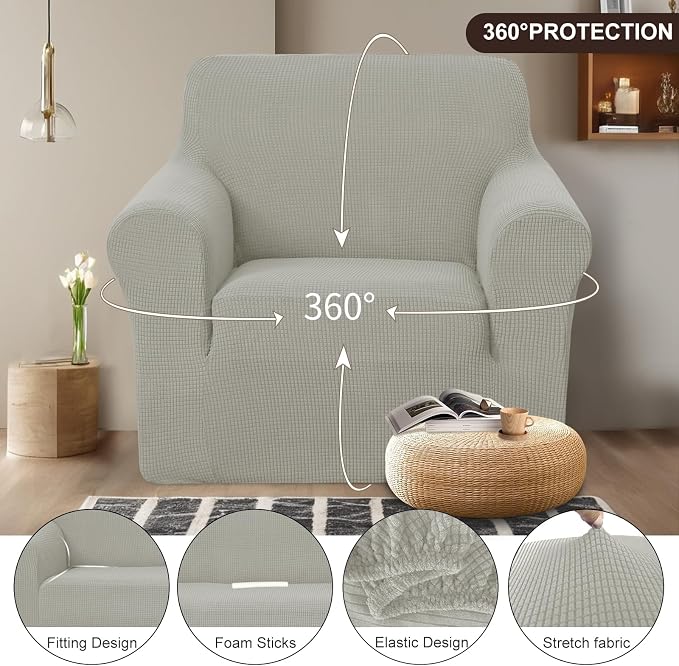 U-NICE HOME Stretch Recliner Chair Cover, Pet Friendly Armchair Slipcover - Image 3