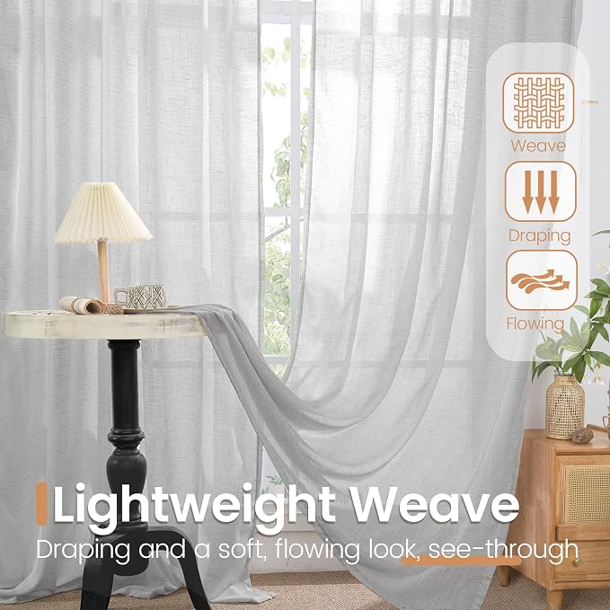 BGment Light Grey Linen Curtains - Image 5
