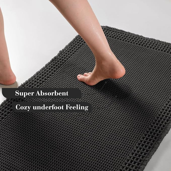 RESARE Waffle Bath Mat for Bathroom, Super Absorbent Bathroom Rugs Non Slip - Image 3