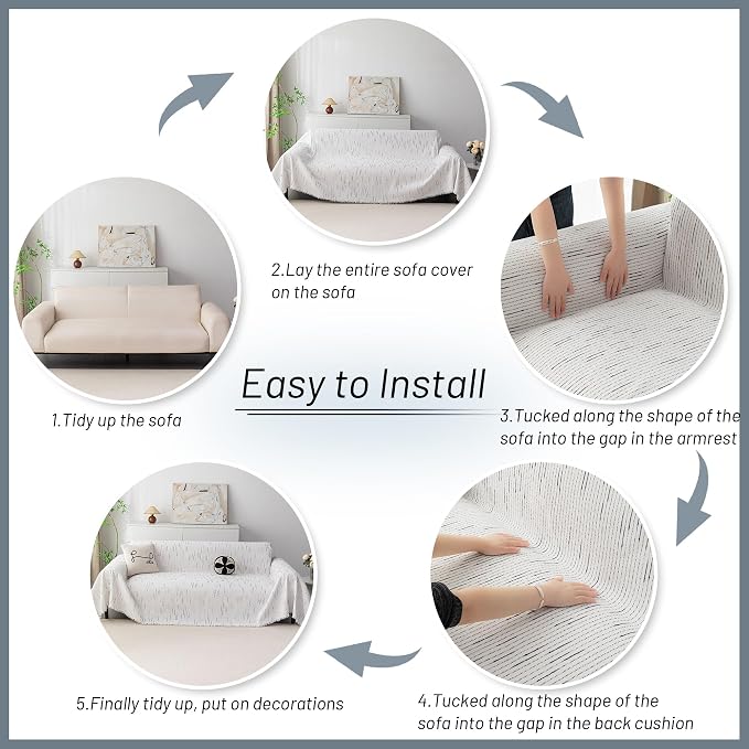 MYSKY HOME Couch Covers for 3 Cushion Couch Sofa, Sectional Couch Cover L Shape - Image 7