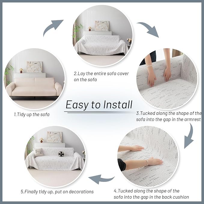 MYSKY HOME Loveseat Cover White Couch Cover Sectional Couch Covers - Image 7