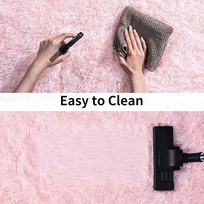Soft Shag Runner Rugs for Girls Bedroom, 2x6 Pink Fluffy Throw Area Rug Non - Image 7