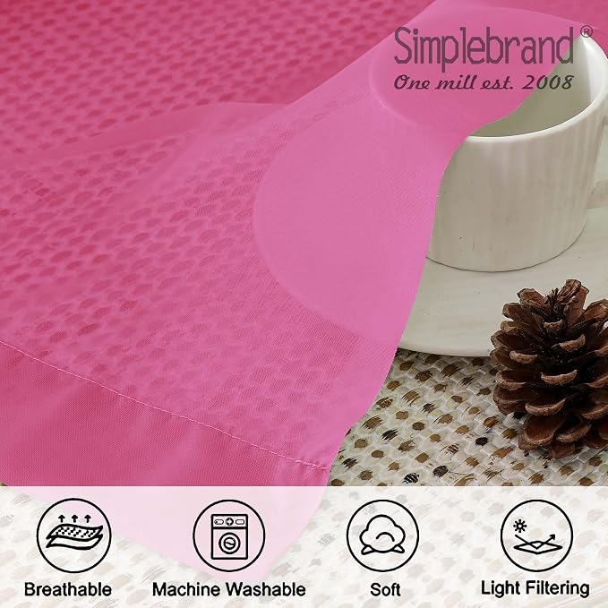 Simplebrand Hot Pink Sheer Curtains 96 Inches Long, Light Filtering Rod Pocket - Image 4