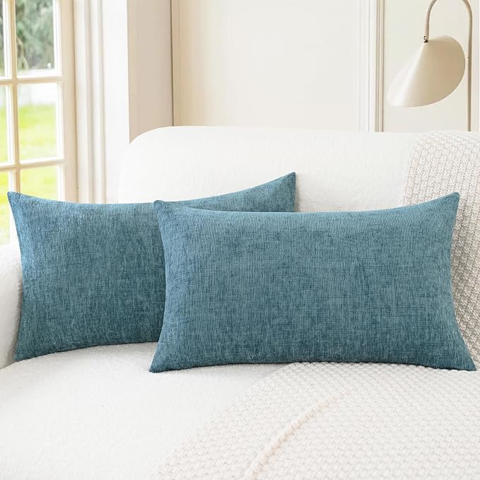 CaliTime Throw Pillow Covers Decorative 12 X 20 Inches Pack of 2 Cozy Chenille by CaliTime