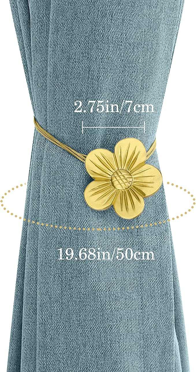 Lewondr Vintage Magnetic Curtain Tieback, 1 Pair Resin Flower Curtain Drapery - Image 8
