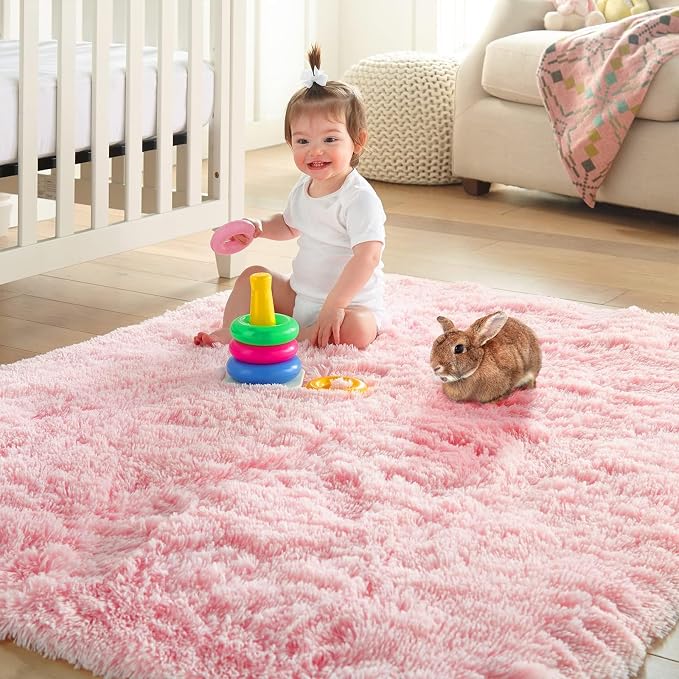 Ophanie 3x5 Pink Rug, Bedside Preppy Dorm Area Rug, College Essentials Non Slip - Image 6