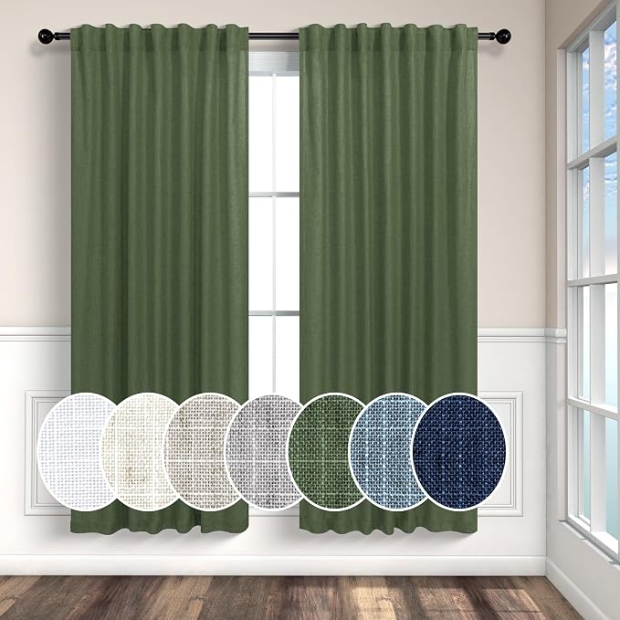 Pitalk Olive Green Curtains 63 Inch Length by Pitalk