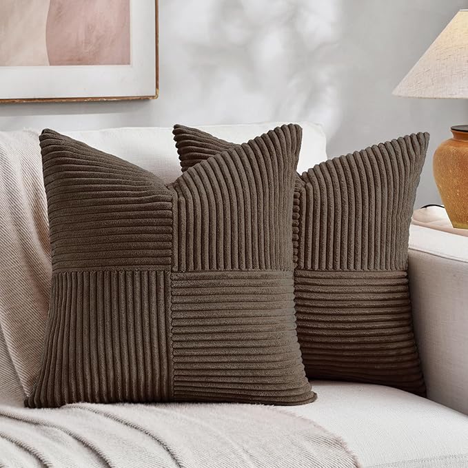 Fancy Homi 2 Packs Dark Brown Decorative Throw Pillow Covers 20x20 Inch by Fancy+Homi