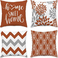 Hexagram Geometric Burnt Orange Pillow Covers 18x18 Set of 4, Decorative by Hexagram