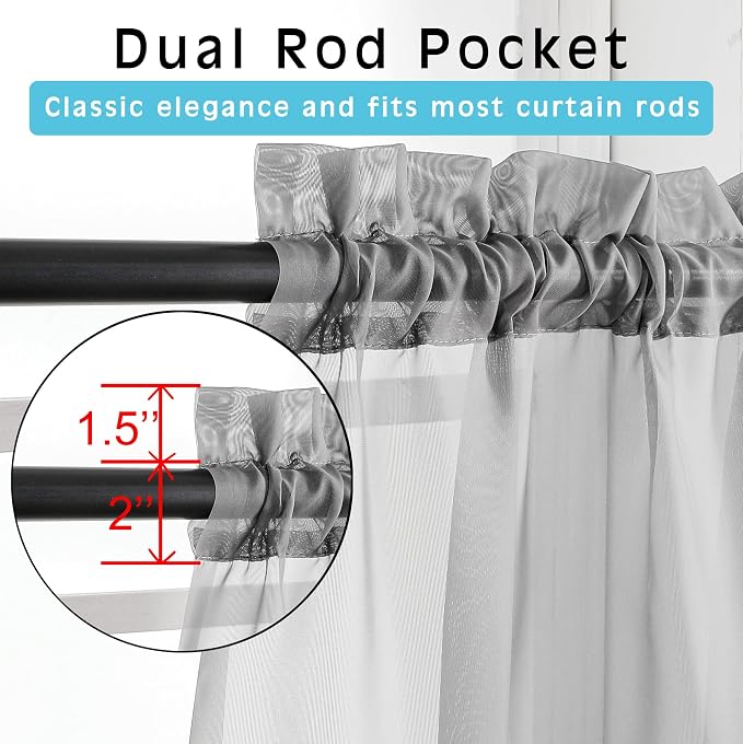 OVZME Grey Sheer Curtains - Image 2