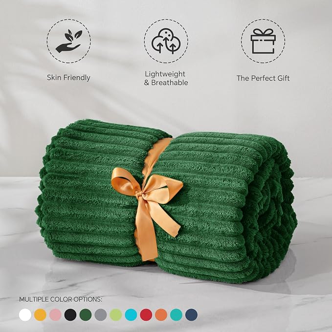 BEDELITE Fleece Blanket Twin Size – 3D Ribbed Jacquard Soft and Warm Decorative - Image 3