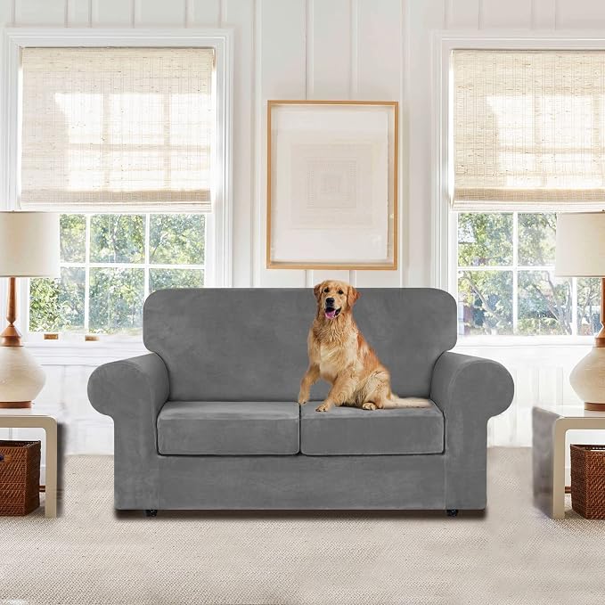 WEERRW Velvet Couch Covers for 2 Cushion Couch Sofa - Image 2