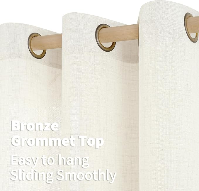 YoungsTex Ivory Linen Curtains 42x63 Inch Length 2 Panels - Image 6