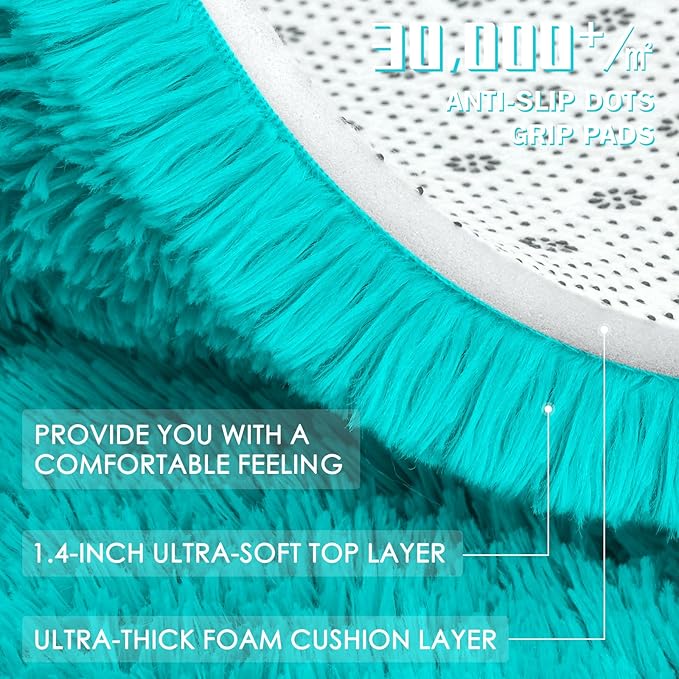 OLANLY Teal Blue Round Rugs for Bedroom - Image 7