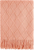 BOURINA Orange Throw Blanket 50x60 Inches Throw Textured Solid Soft Sofa Couch by BOURINA