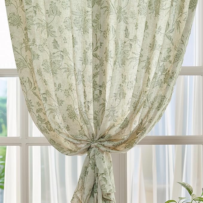 jinchan Linen Floral Curtains for Living Room - Image 6
