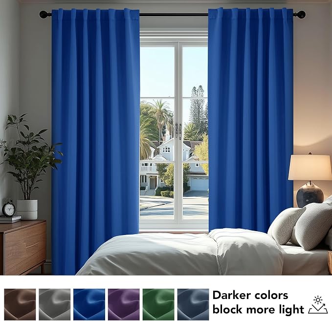 Deconovo Blackout Curtains, Thermal Insulated, W52 x L72 2 Panels, Back Tab - Image 4